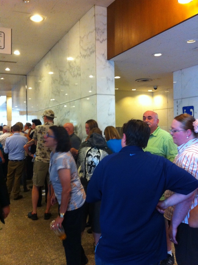 Lines of same-sex couples waiting to get married in Marion County Clerk's office