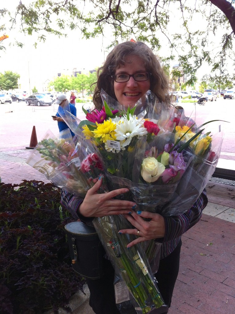 Stephanie delivering flowers for same-sex couples getting married